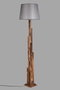 Opviq Lámpara de Pie de Madera con Pantalla de Tela Gris